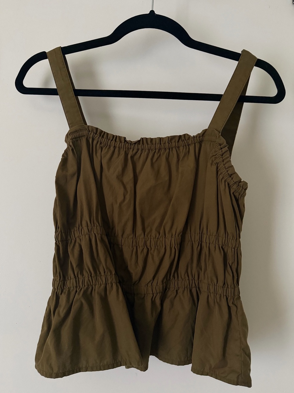 Madewell Olive Smocked Peplum Tank